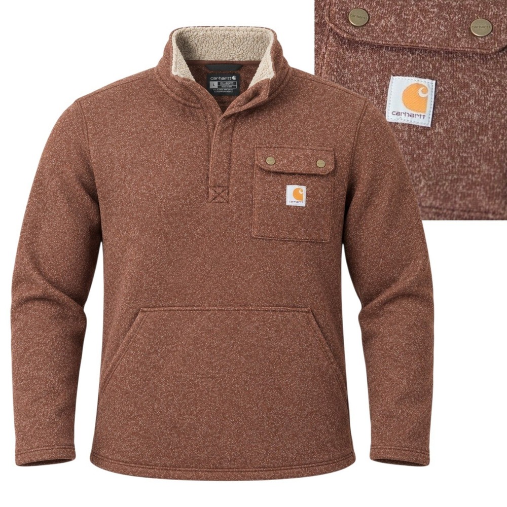 Carhartt Pullover Men XL Brown Relaxed Sherpa Lined Fleece 106378 B80 TS6378-M